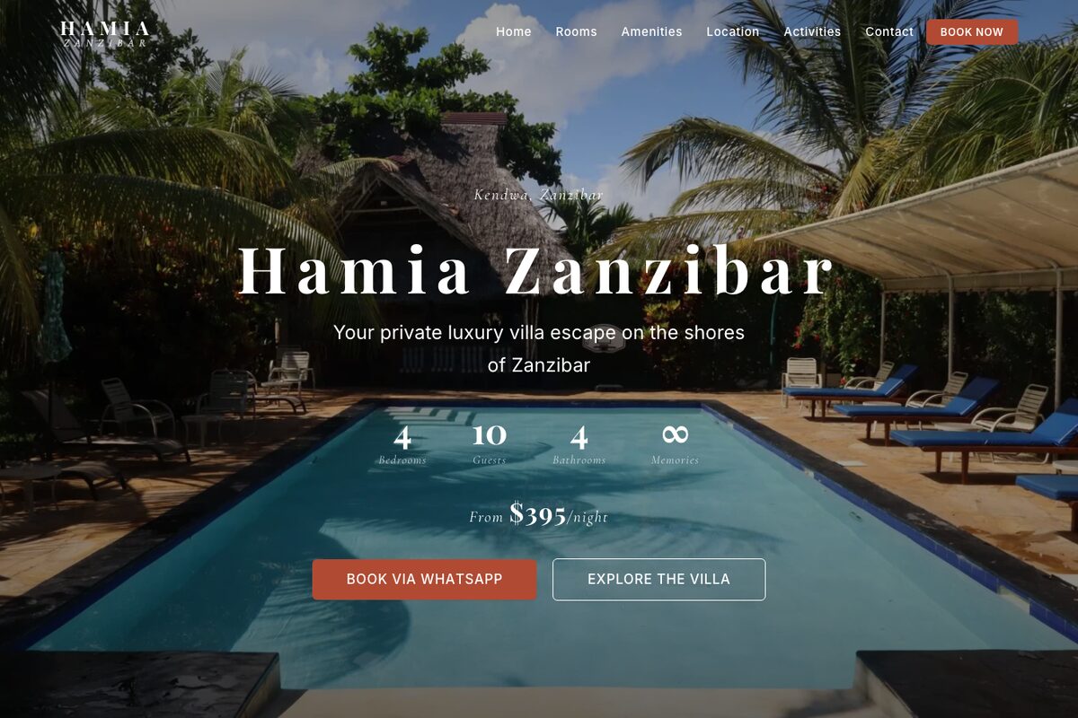 Hamia Zanzibar — site web r&eacute;alis&eacute; par Lancer Un Site